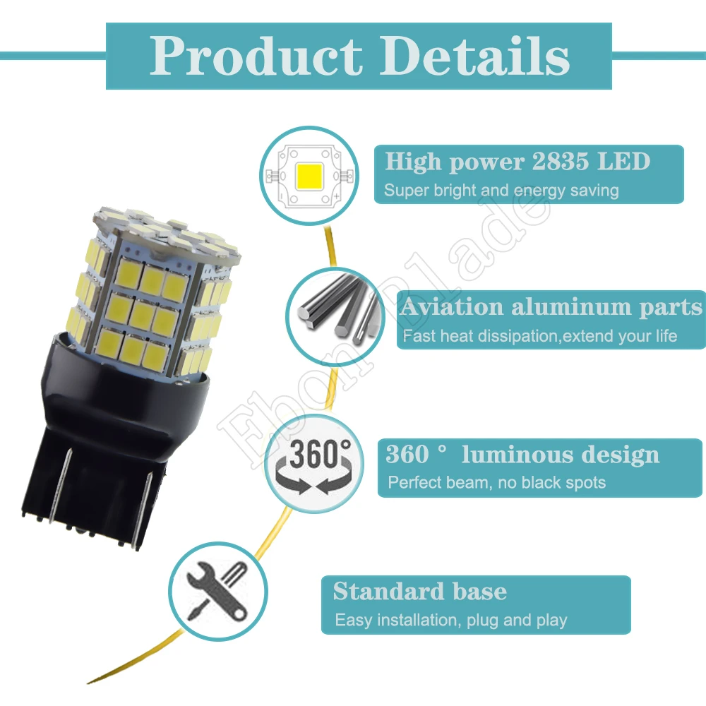 Pair T20 Led W21/5W 7443 7440 DRL ������ �̼� ����Ʈ 57SMD �ڵ��� ���� �극��ũ ���� ���� Led �� ����Ʈ, ȭ��Ʈ ���� �ڹ� ���ο� 12V