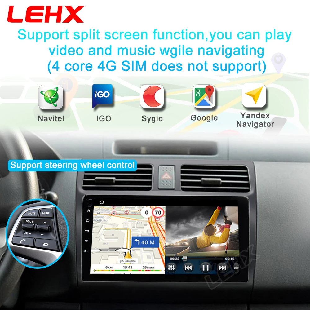 Автомагнитола LEHX 4G DSP Android 9 0 2 Din DVD аудио Rsd мультимедийные видеоплееры с экраном 地图