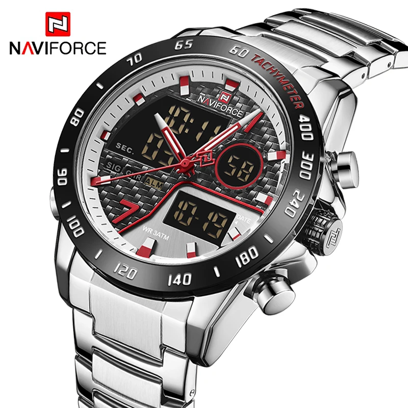 Часы наручные NAVIFORCE мужские с двойным дисплеем роскошные армейские спортивные