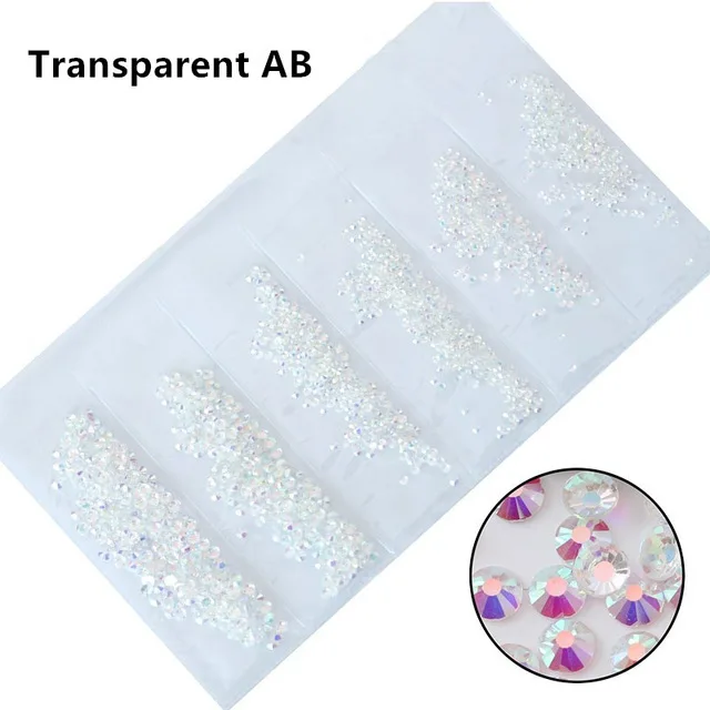 Розовый/зеленый/синий/белый опал SS3-SS10 разных размеров стеклянные стразы для ногтей блестящие стразы для дизайна ногтей - Цвет: Transparent AB
