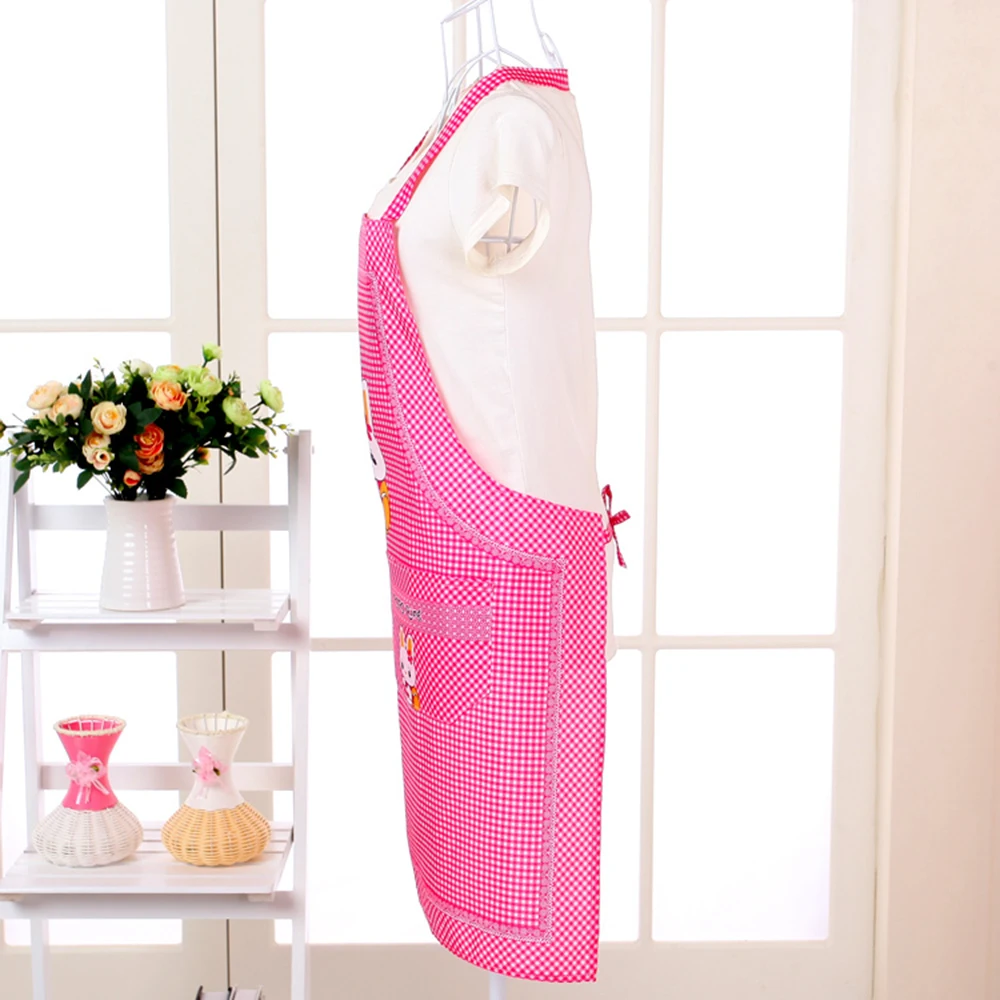 1PC Cooking Apron Cartoon Kitchen Rabbit Sleeveless Double Pocket Household Cleaning Aprons for Adults Women Lady Cloth Protect