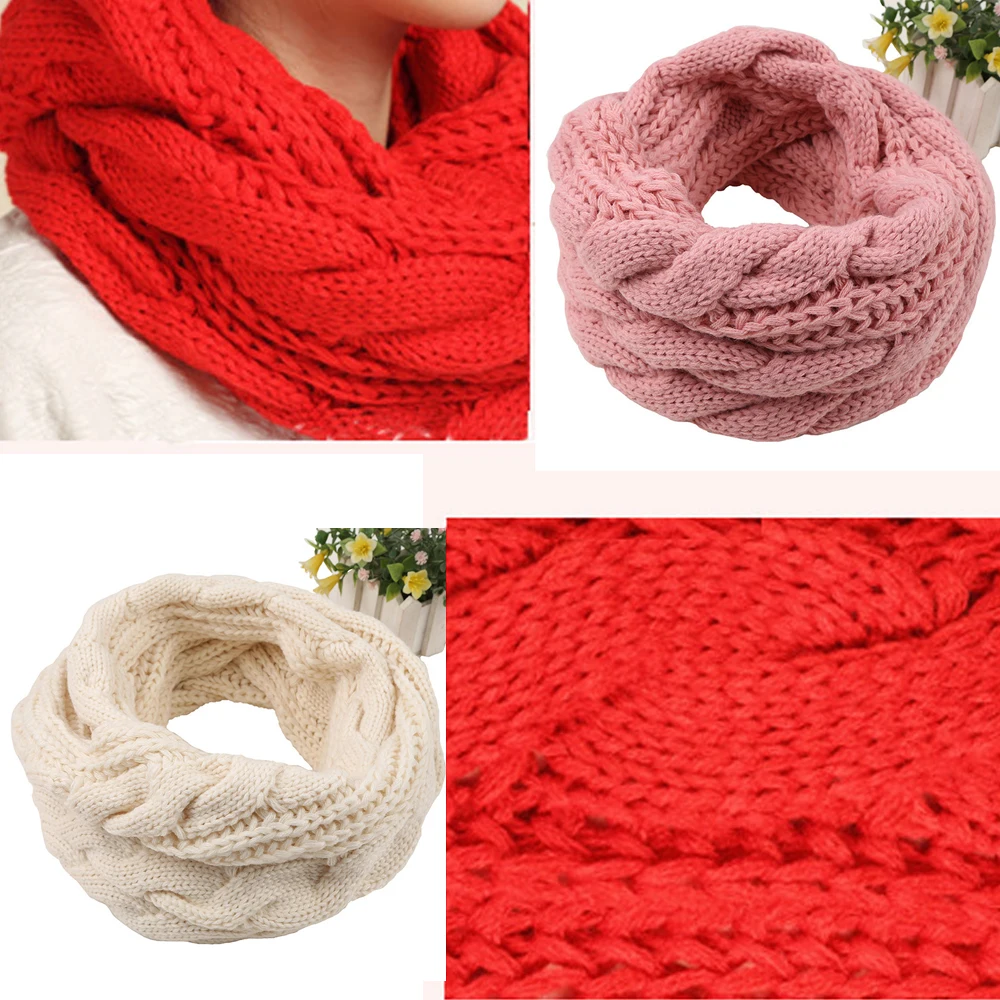Женский Зимний вязаный крючком длинный шарф-труба, шаль, грелка для шеи ...
