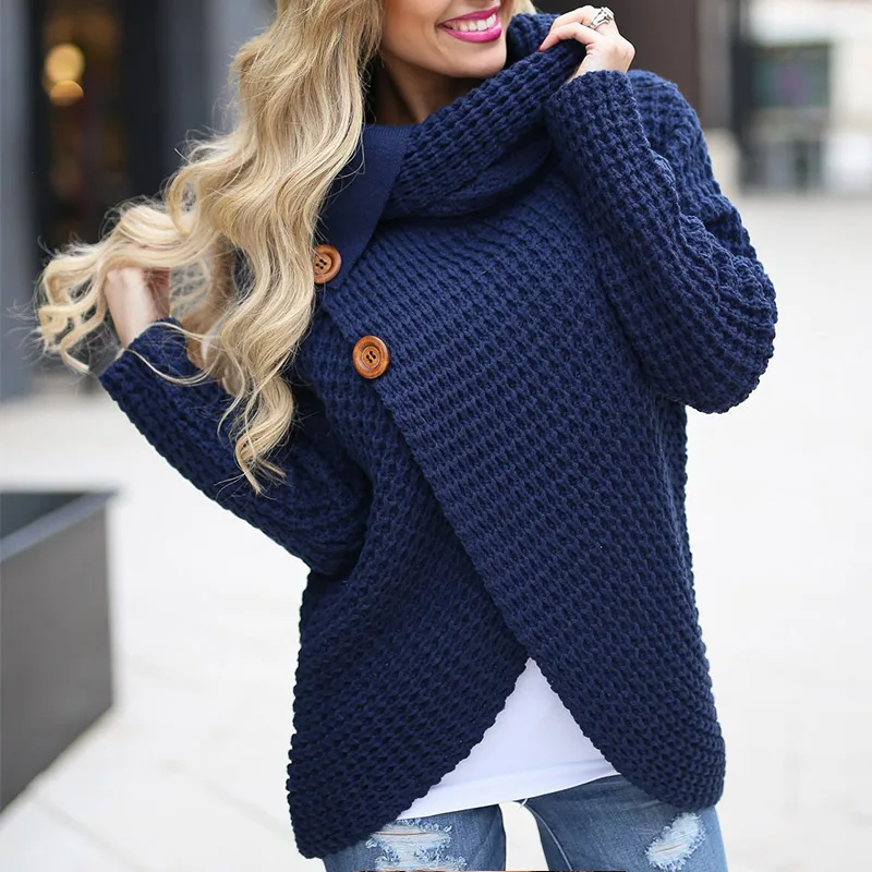 

Women Turtleneck Winter Sweater Long Sleeve Scarf Collar Solid Warm Knitted Sweaters 2019 Female Sweaters Tops Ladies Clothing