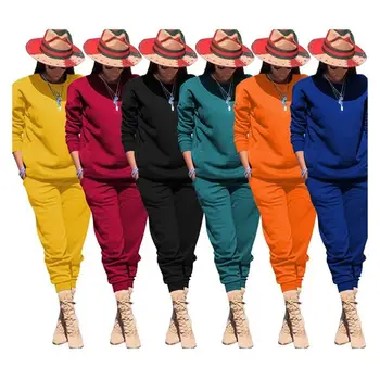 

Tracksuits Women Sets 2 Piece Set Sweat Suits Solid Color Casual Long Sleeve Hoodie 2020 Pant Clothing Two Piece Women
