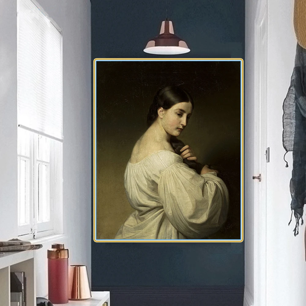 Цитон Фридрих фон амерлинг Portrait портрет молодой женщины в белом Canvas Холст