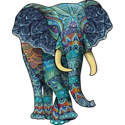 Montessori iluminação quebra cabeça grande elefante animal peças de madeira 100 150 200 crianças quebra cabeça 3d diy crianças presente caixa