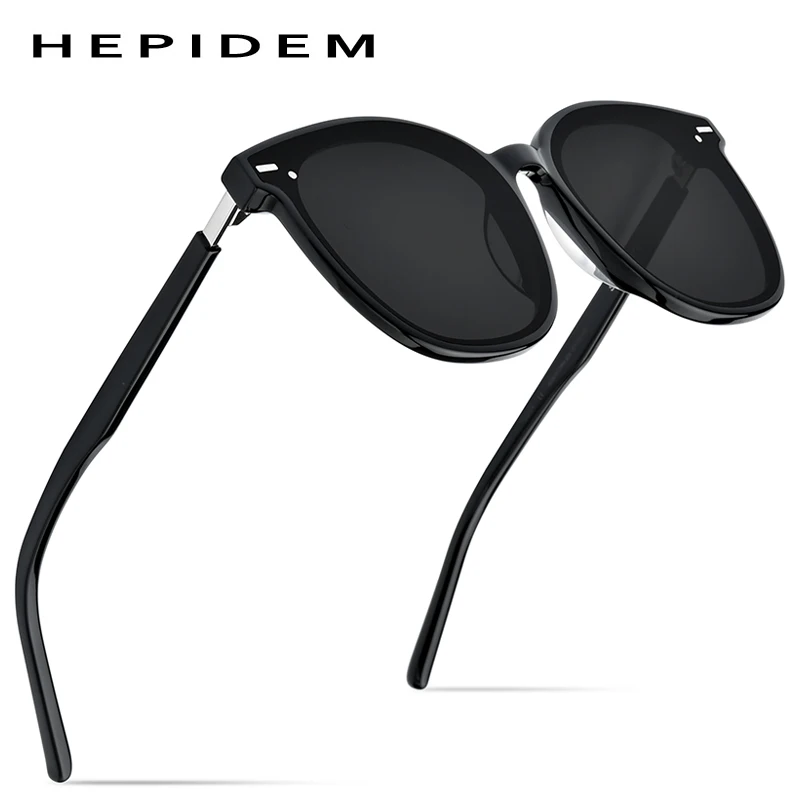 Koop Hepidem 2019 Nieuwe Acetaat Ronde Zonnebril Retro Mannen Gentle Brand Designer Zonnebril Voor Vrouwen Vintage Mirrored UV400 Zes Bears
