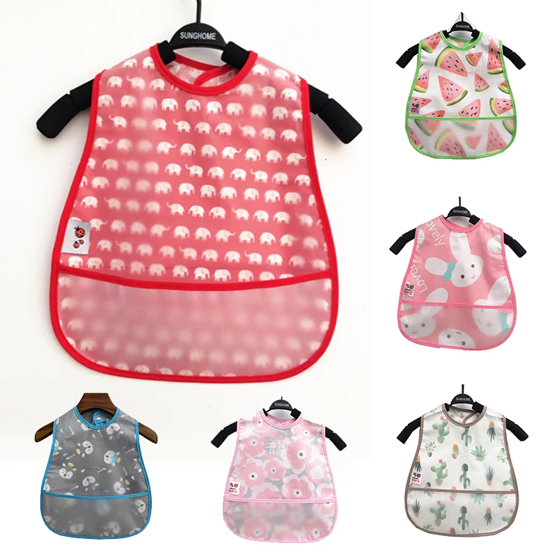 Baby Apron Feeding-Bibs Waterproof Lunch Cartoon-Pattern Children Burp-Bib Adjustable