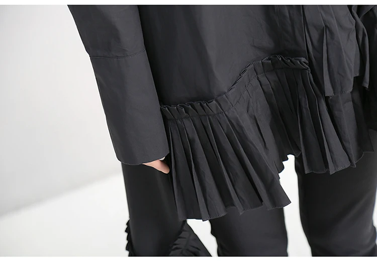 Новая женская осенняя однотонная черная мини-рубашка с длинным рукавом, платье с гофрированным подолом, женская мода, праздничное элегантное платье, халат, фестал 5414