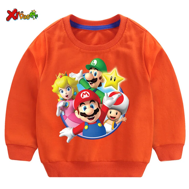 Милый детский свитер; толстовка с капюшоном; детские свитера; Забавный свитер с супер Марио для маленьких девочек; сезон осень-зима; свитер; повседневная одежда
