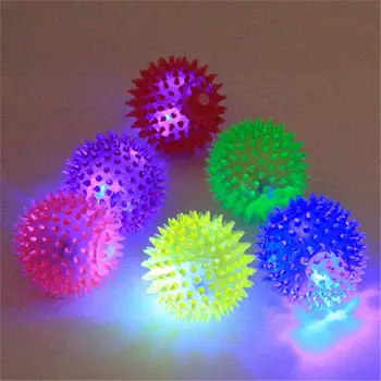 Dog Squeaky Toys Colorful Soft Rubber Luminous Pet Puppy Dog Chewing Playing Elastic Hedgehog Ball Toy Small Pet Supplies 3