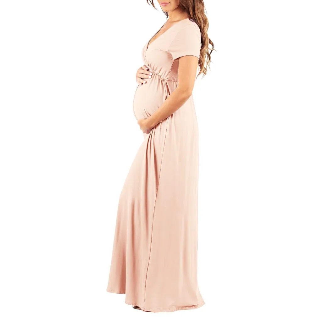 Платье для беременных с v-образным вырезом и короткими рукавами; летнее платье для беременных женщин; повседневное летнее платье с короткими рукавами; платье для беременных; одежда - Цвет: KH
