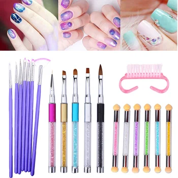 

UV Gel Acrylic Nail Art Brush Tool Set Nail Brush For Manicure Drawing Pen Point Rhinestone Picker Painting Pen Nail Brushes Set