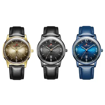

Mens Watch Waterproof Date Calendar Wrist Watches Leather Strap Casual Watch Analogue Quartz Watch, 42mm Dial