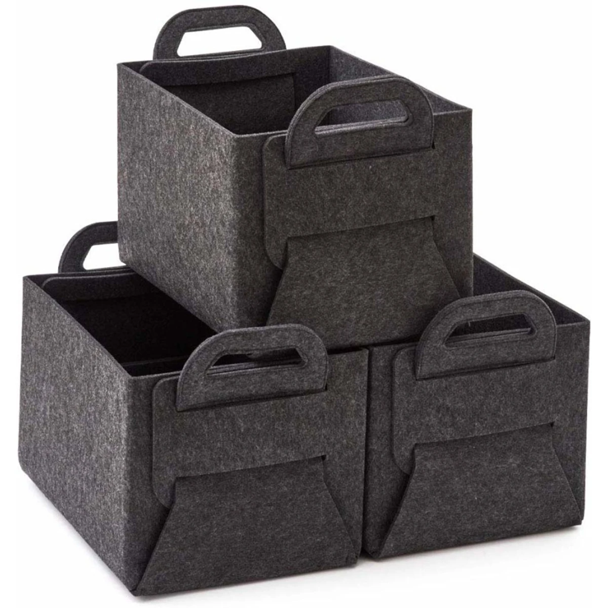 

Faroot Storage Box, Portable Household Felt Storage Basket Ditty-Bag Commodity Shelf, Dark Gray/Light Gray