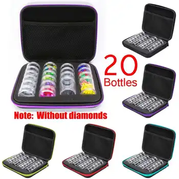 

20 Bottles Diamond Storage Box Case Holder Diamond Painting Tool Drill Storage Hand Bag Zipper Design Embroidery Accessories Kit