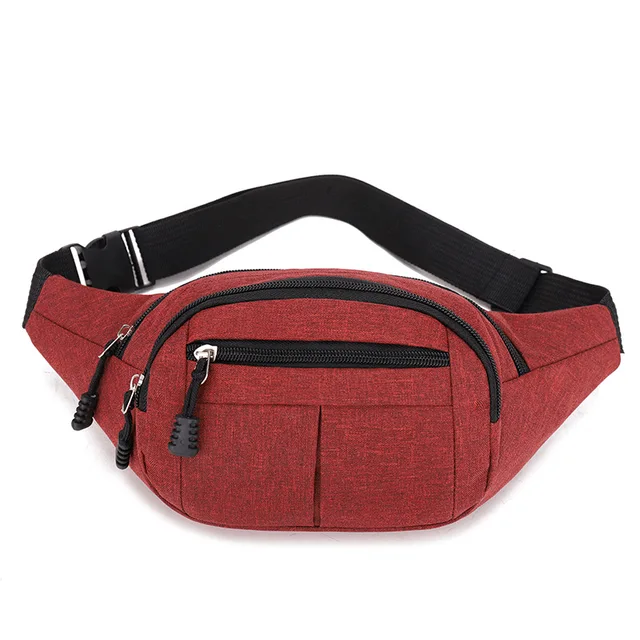 Men Waist Bag Fashion New Packs Purse Casual Large Phone Belt Hip Bag Heuptas Women's Travel Fanny Banana Bags Red