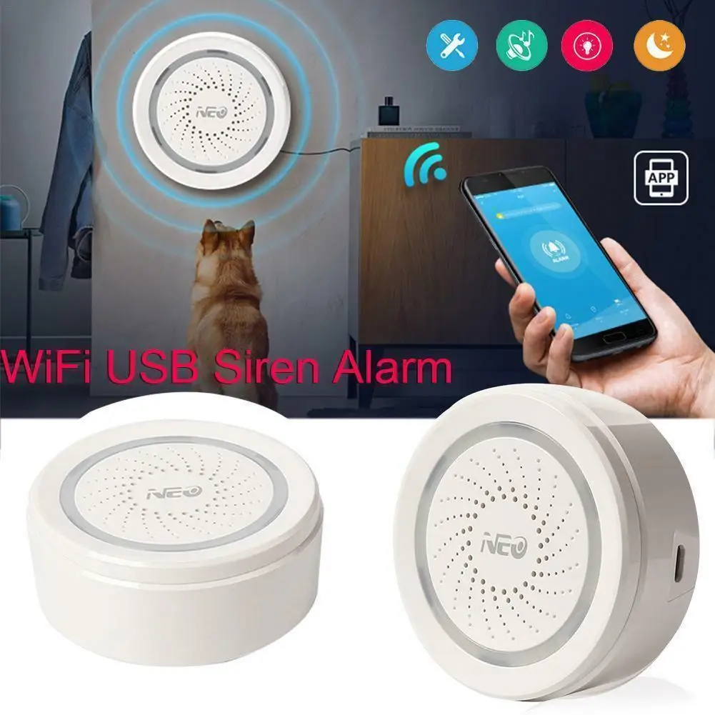 USB кабель беспроводной Wi Fi сигнализации сенсор сирена для умного дома поддержка