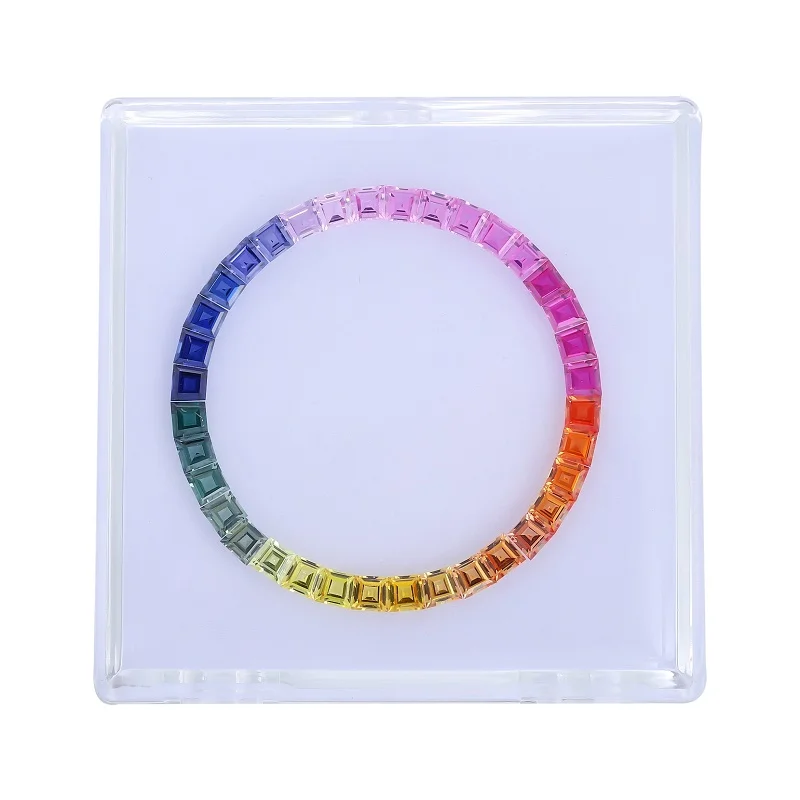 

Pirmiana 2021 Hot Sale 36pcs/Set Gradient Rainbow Created Sapphire Gemstone 40mm Watch Bezel Making