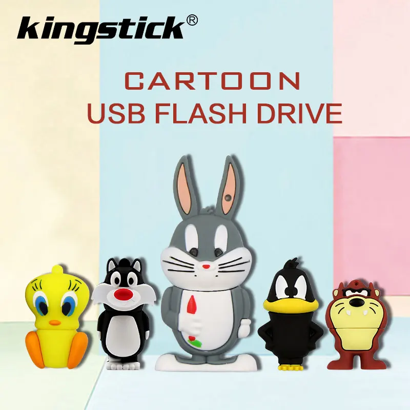 Usb флеш-накопитель Looney Tunes 64 ГБ 32 ГБ Флешка 16 ГБ 4 ГБ жуки Банни Даффи Дак мультфильм Горячая животное Флешка usb 2,0