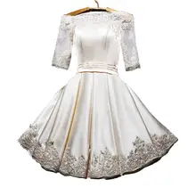 Простое Элегантное атласное свадебное платье с воротником и открытыми плечами, свадебное кружевное вечернее платье