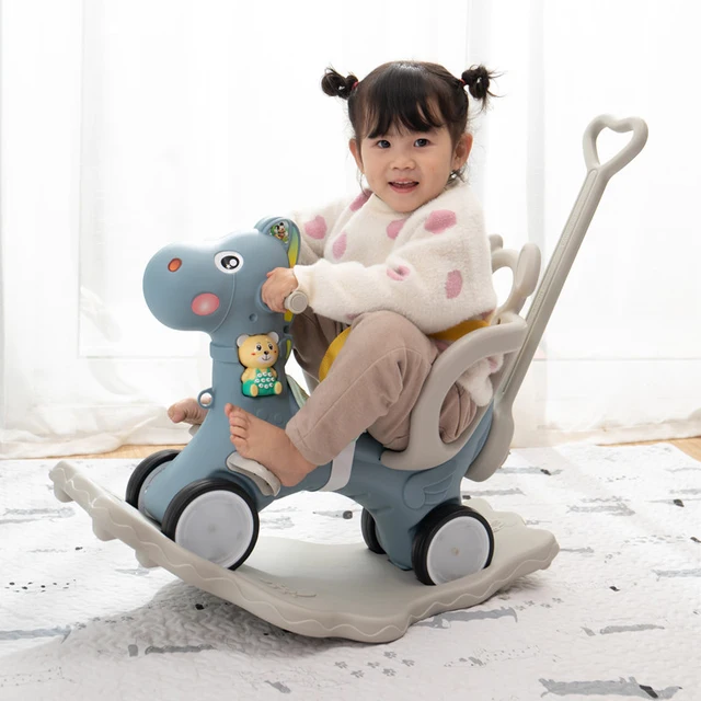 Baby Shining Kids Horse Stroller Children Rocking Chair Riding Horse Trolley Kids Wheelchair Equestrian Ride On Toys Doki Toy 2