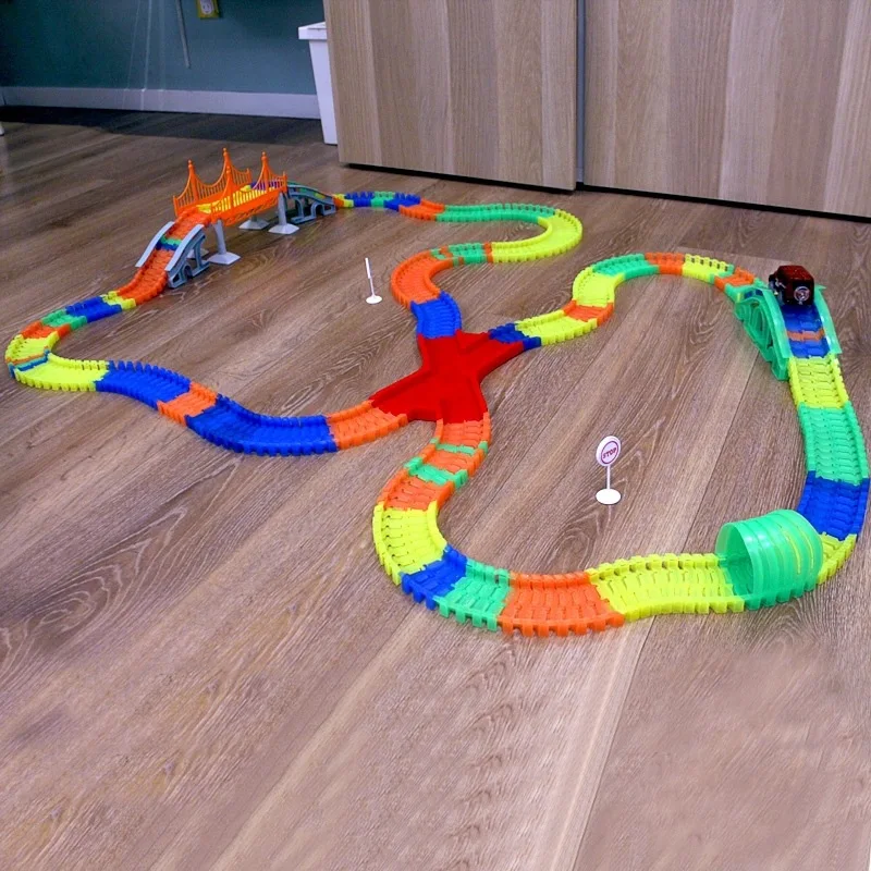 Glow in the Dark Cars Track Road Sigh DIY Puzzle Educational Toys For Children New Year Chirstmas Birthday Gift (14)