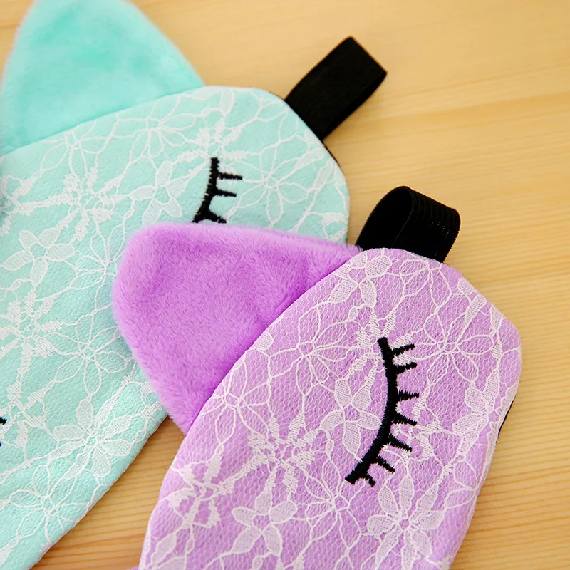 Cartoon Lace Cat Eyeshade Sleeping Mask Cover Microfiber Eyepatch Blindfolds Health Care Shield The Light Travel Sleep Eye Cover
