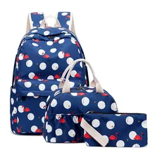 Стильный рюкзак, Женский Повседневный рюкзак большой вместимости, трехсекционный комплект в горошек, водонепроницаемая школьная сумка