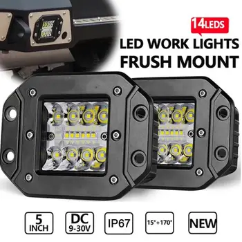 

2pcs Flush Mount LED Pods 5'' 42W LED Fog Light Super Bright Off Road For Truck SUV Boat 4x4 Grill Mount Truck LED Car Fog Light