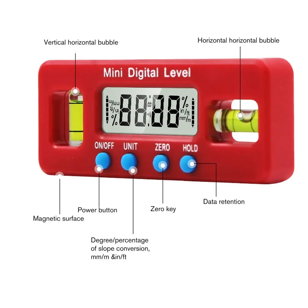 Мини точный цифровой транспортир Инклинометр водонепроницаемый магнитный электронный уровень Коробка Угол Finder измерительные инструменты