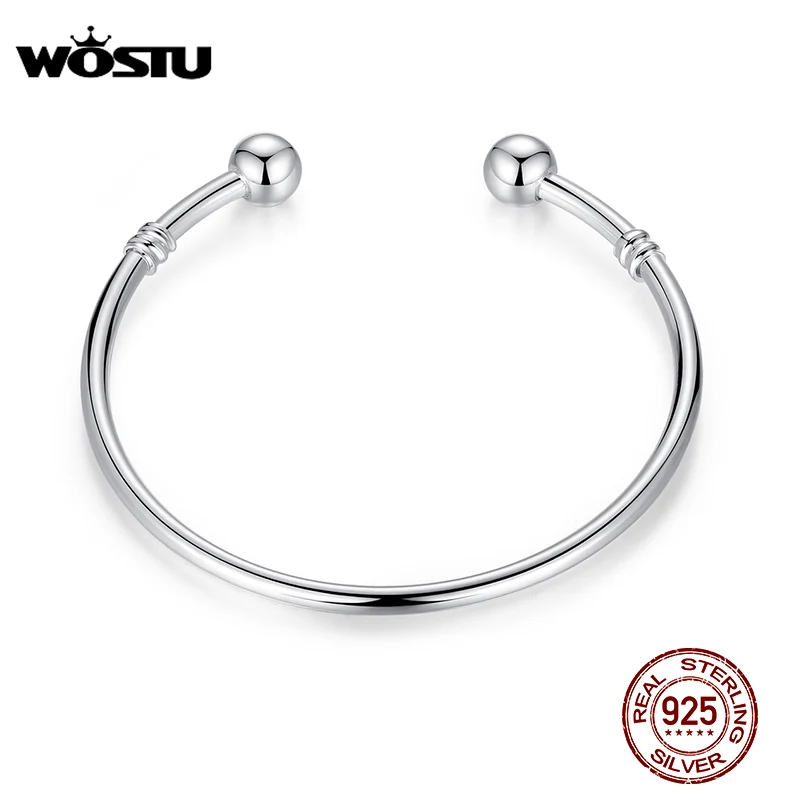 Silver European Charm Bead Bangle Bracelet Fashion Jewelry For Women Men