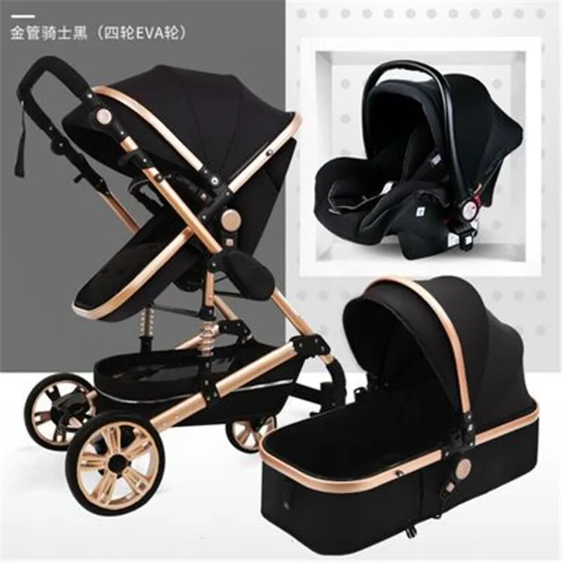 Luxury Baby Stroller 3 in 1 With Car Seat High Landscape Portable Carriages Folding Prams For Newborns Travel System | Мать и ребенок