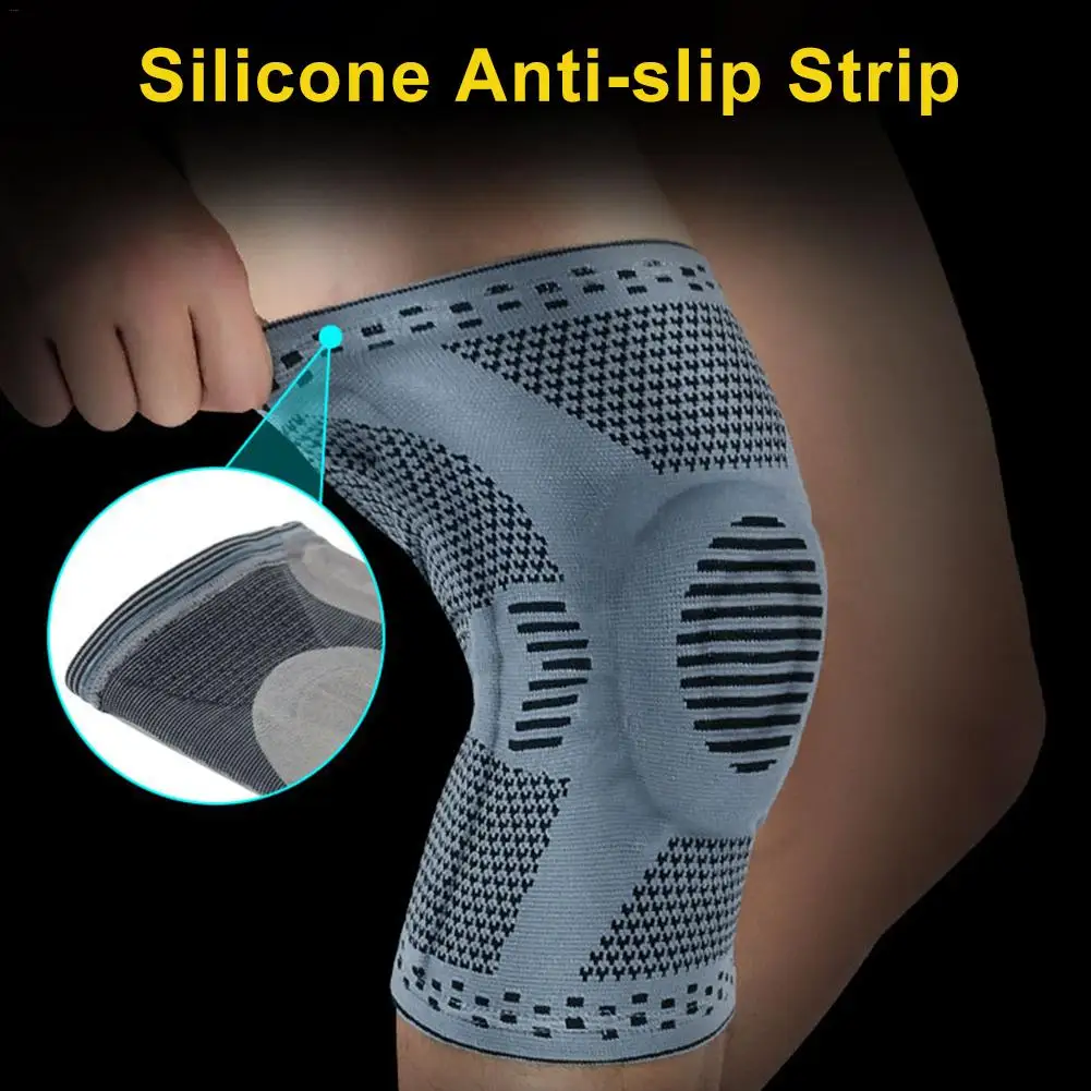 1 шт., весенний силиконовый наколенник, эластичный бандаж на колено, компрессионная Спортивная поддержка