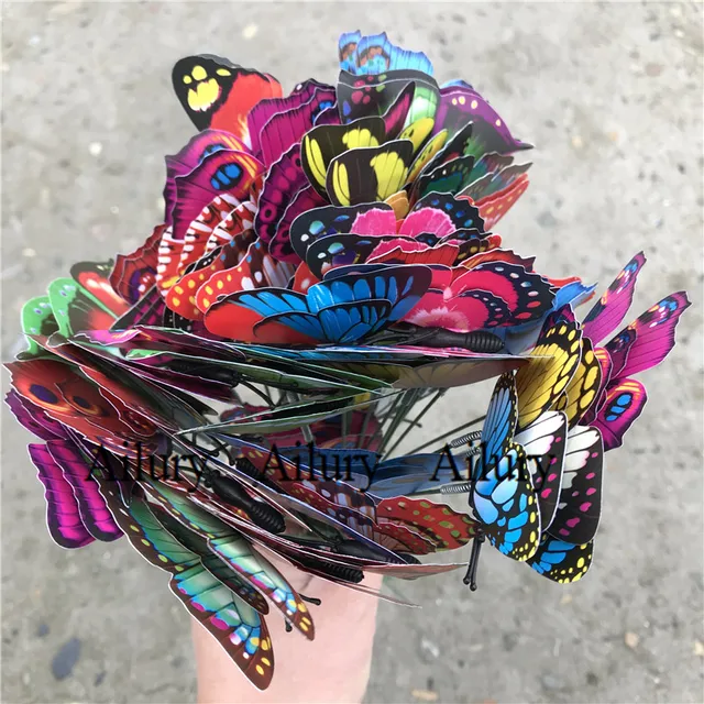 Pvc Kettősrétegű Háromdimenziós Pillangóvirág Betét, Otthoni Dekoráció, Virágcserép-Kertészeti Szimulációs Díszek, Kreatív