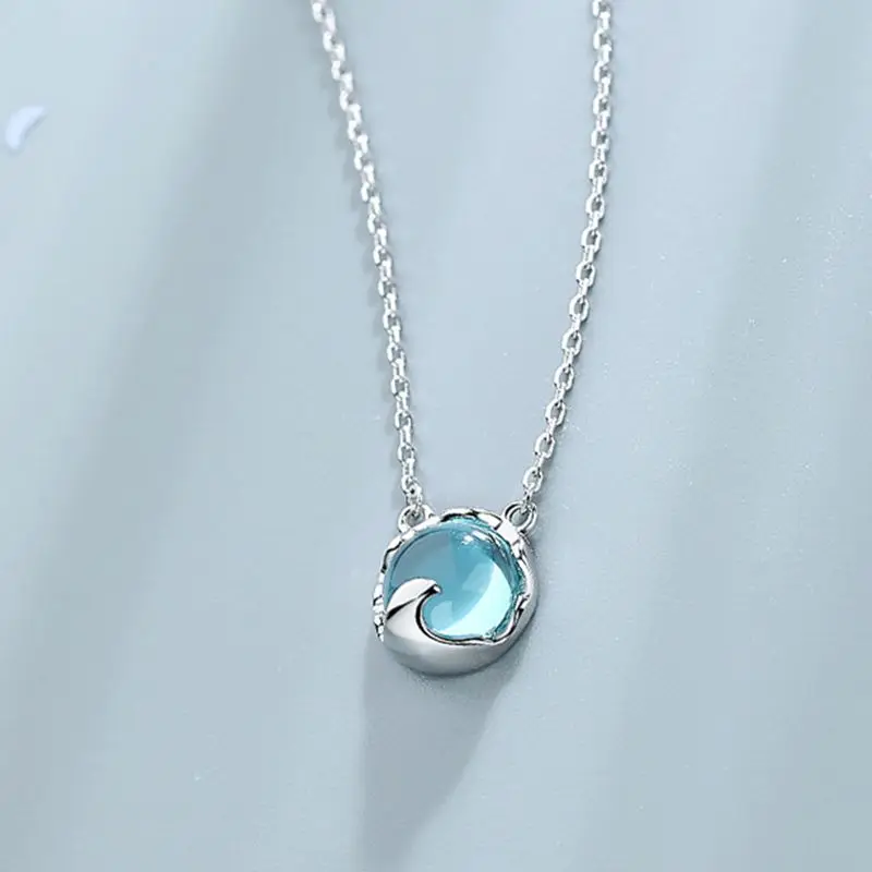 Silvology 925 серебро воды кулон с волной ожерелье креативное элегантное изящное ожерелье для женщин серебро 925 ювелирные изделия