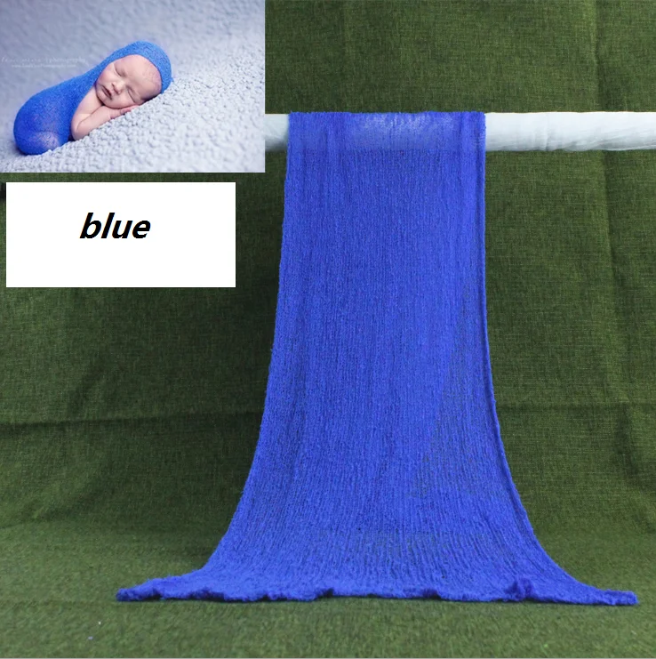 blue Реквизит для фотосессии новорожденных, хлопковое растягивающееся одеяло для фотосессии новорожденных - Цвет: blue