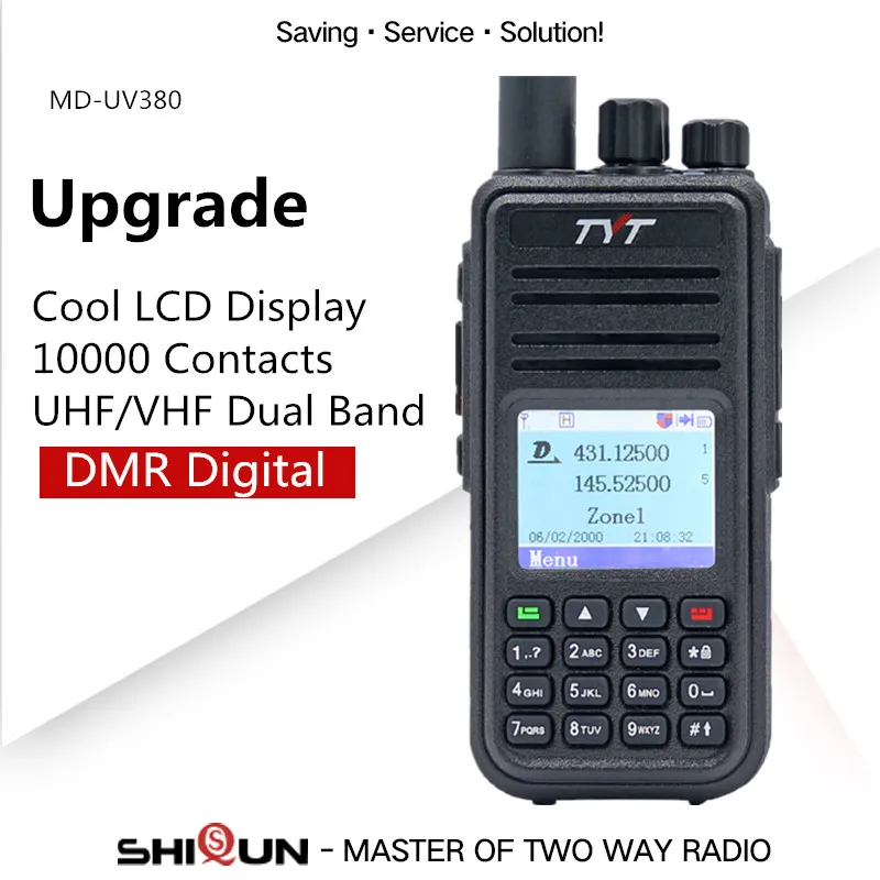 TYT MD-UV380 Цифровой рация с GPS двухдиапазонный УКВ md380 MD-390 DM-5R DM-8HX MD-380 uv 5 Вт DMR радио MD-380 с кабелем - Цвет: No GPS