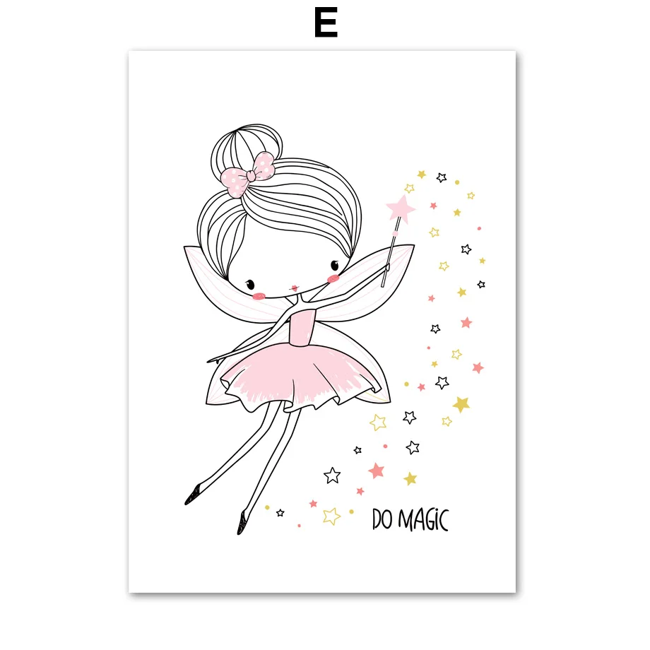 Cartoon-Pink-Princess-Girl-Nordic-Posters-And-Prints-Wall-Art-Canvas-Painting-Wall-Pictures-Kids-Baby (7)