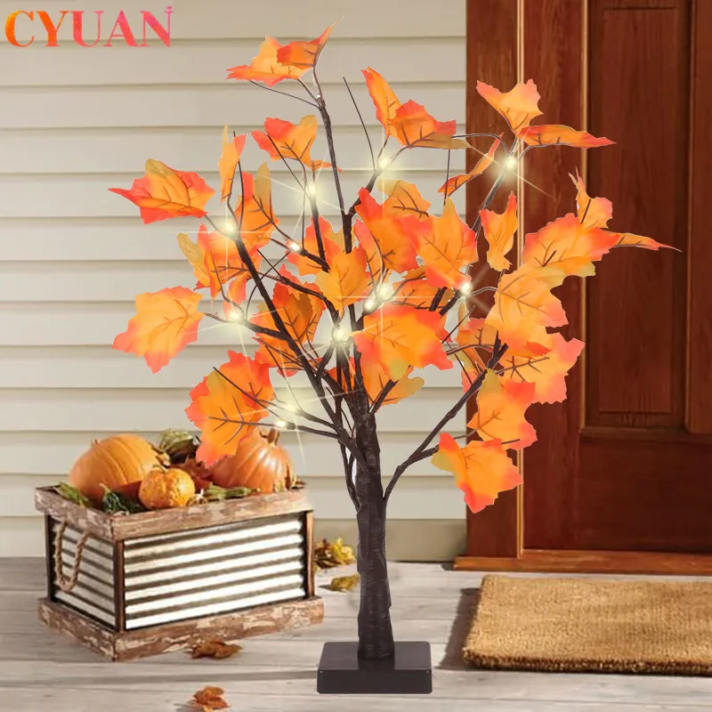 

Halloween Decoration Artificial Autumn Maple LED Tree Battery Operated Table Lights Lamp Wedding Thanksgiving Home Decorations