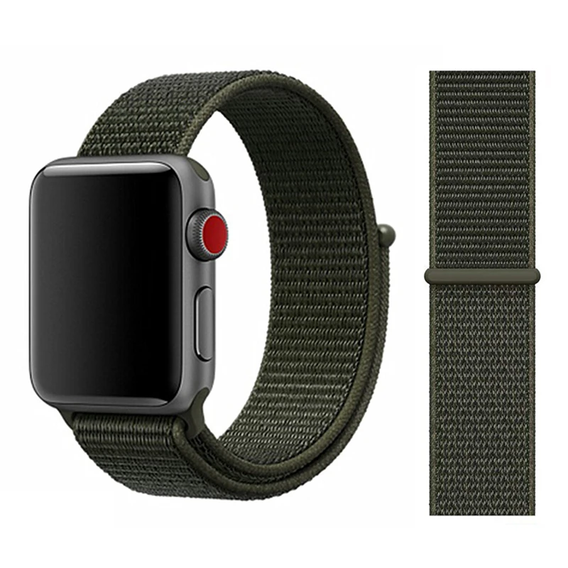 Cargo khaki Нейлоновый ремешок для Apple watch 5 ремешок 44 мм 40 мм iWatch ремешок 42 мм 38 мм спортивный ремешок для часов Браслет Apple watch 4 3 2 1 38 40 44 мм - Цвет ремешка: Cargo khaki