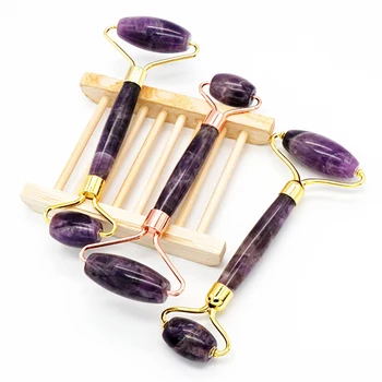 

Natural Amethyst Double Head Facial Roller Massager Beauty Slimming Head Neck Relaxation Face Thin Massager Tools