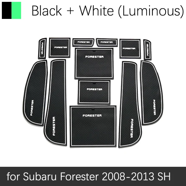 White Luminous Анти-скольжения двери резиновые чашки подушки для Subaru Forester SH 2008~ 2013 2009 2010 2011 2012 красный паз коврик аксессуары для автомобильного интерьера - Название цвета: White Luminous