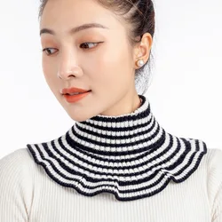 Sitonjwly Turtleneck Fake Collar Pullover Bib for Women's Fall and Winter Protect Cervical Spine Elastic Knitted False Collar