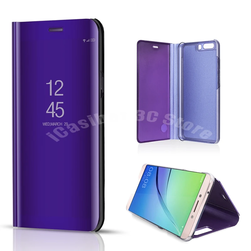 50 умный зеркальный Чехол С Откидывающейся Крышкой для huawei P30 P20 Lite рro P10 Коврики 30 20 10 Pro для huawei Honor 10 20 8X9 Lite Nova 4 4e 3 Y6 Y7 Y9 крышка - Цвет: Фиолетовый