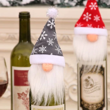 

Christmas Wine Bottle Decorative Cover Adorable Wine Bottle Santa Claus hat Sweater Bottle Bags Party Tables Ornament Hot Sale