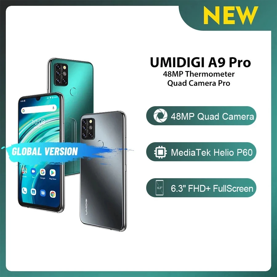 poco best phone UMIDIGI A9 Pro Global Version Smartphone 6.3" FHD+ 4GB 64GB 4150mAh Android 10 Mobile Phone 24MP Selfie Camera Cellphone poco best gaming phone