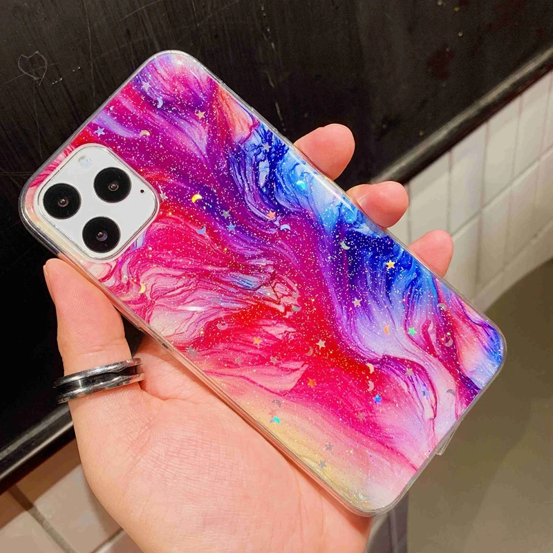 Мягкий прозрачный силиконовый чехол из ТПУ для iPhone 6 6s 7 8 Plus 10 X XS XR 11 Pro Max блестящий