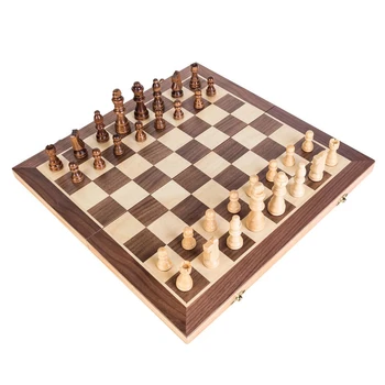 

Wooden Chess Chess Pieces Magnetic Chess Entertainment Board Game-ABLD