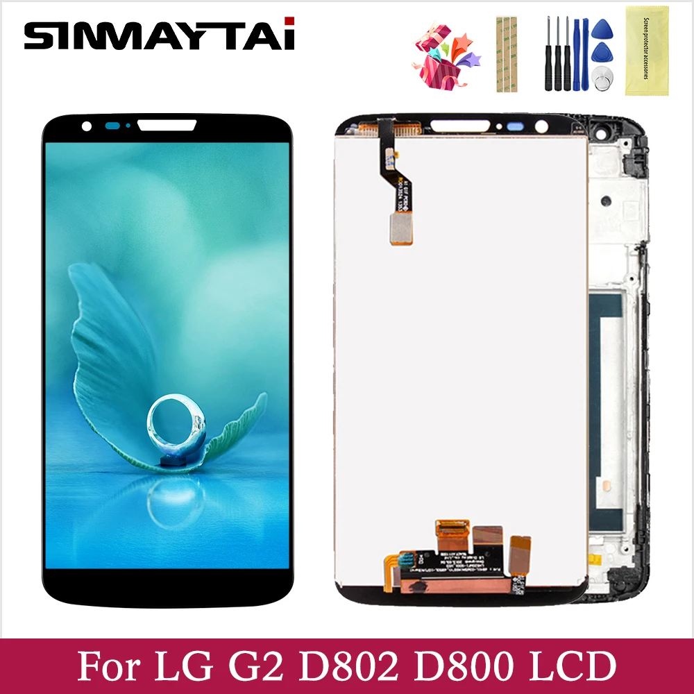 

AAA For 5.2'' LG G2 LCD Display Screen Frame+Touch Screen Panel Digitizer For D802 D801 D803 F320K LS980 D800 F320L F320S D802TR